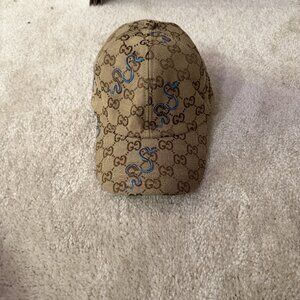Gucci Tan GG with Light Blue Embroidered Snake